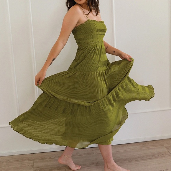 Anthropologie By the River Olive green dress NWOT - Picture 5 of 10